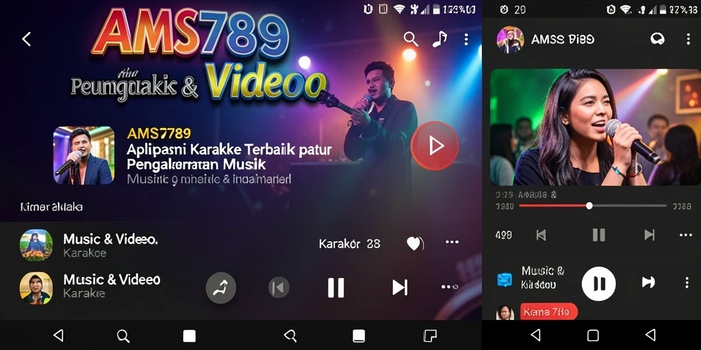 Tampilan antarmuka aplikasi Karaoke AMS789 yang menarik dan interaktif.