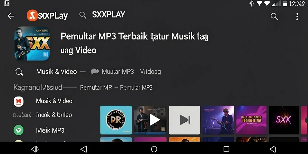 Tampilan antarmuka SXXPLAY untuk pemutar MP3 yang modern dan responsif.