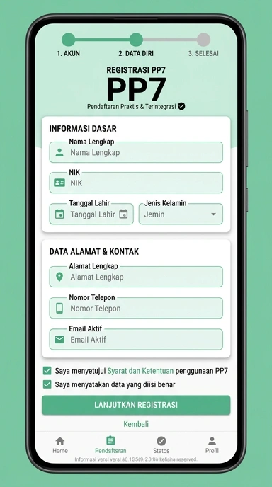 Tampilan halaman daftar pp7