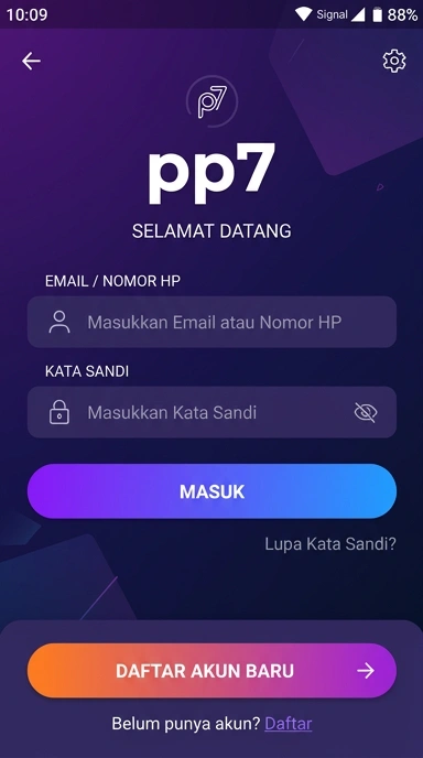 Tampilan halaman login pp7